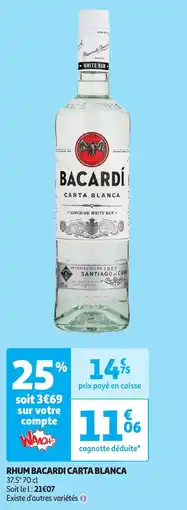 Auchan Rhum bacardi carta blanca offre