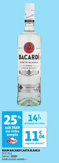 Auchan Rhum bacardi carta blanca offre