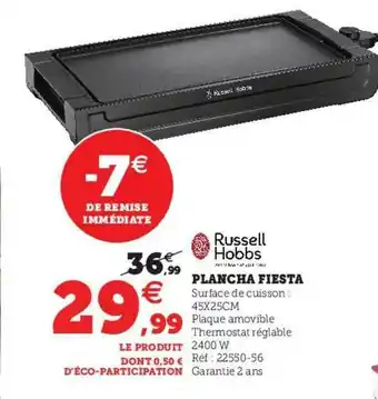 Hyper U Plancha Fiesta Russell Hobbs offre