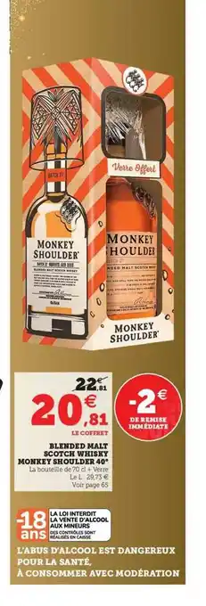 Hyper U Blended Malt Scotch Whisky Monkey Shoulder 40° offre