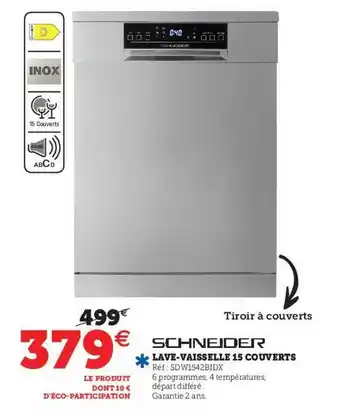 Hyper U Lave-vaisselle 15 Couverts Schneider offre