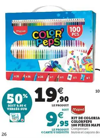 Hyper U Kit De Coloriage Colorpeps 100 Pièces Maped offre