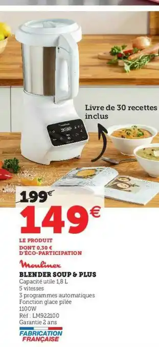 Hyper U Blender Soup & Plus Moulinex offre
