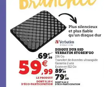 Hyper U Disque Dur Ssd Verbatim Storen'go offre