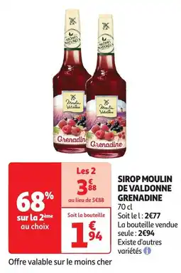 Auchan Sirop moulin de valdonne grenadine offre