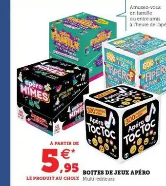 Hyper U Boîtes De Jeux Apéro offre