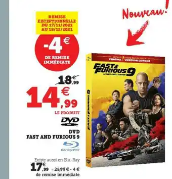 Hyper U Dvd Fast And Furious 9 offre