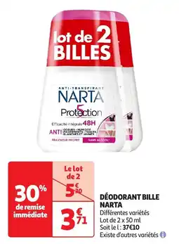 Auchan Déodorant bille narta offre