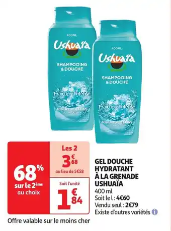 Auchan Gel douche hydratant à la grenade ushuaïa offre