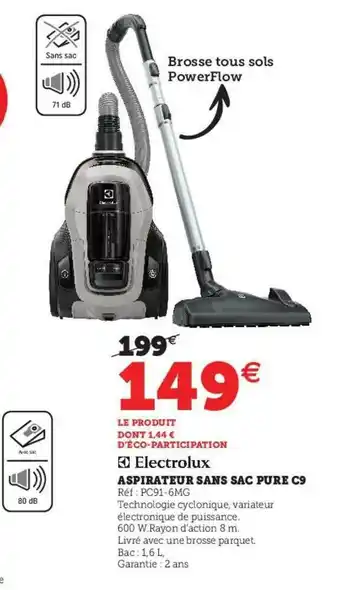 Hyper U Aspirateur Sans Sac Pure C9 Electrolux offre