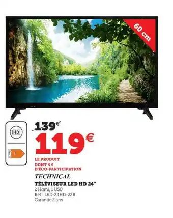 Hyper U Téléviseur Led Hd 24 offre