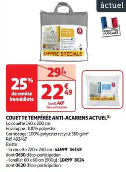 Auchan Couette tempérée anti-acariens actuel offre