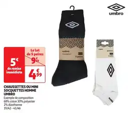 Auchan Chaussettes ou mini socquettes homme umbro offre