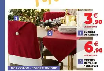 Hyper U Bonnet De Chaise, Chemin De Table 40 X 160 Cm offre