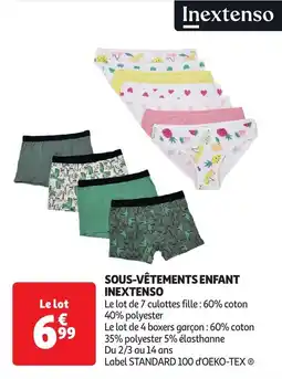 Auchan Sous-vêtements enfant inextenso offre