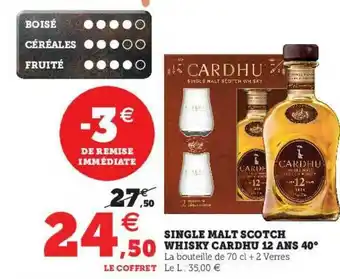 Hyper U Single Malt Scotch Whisky Cardhu 12 Ans 40° offre