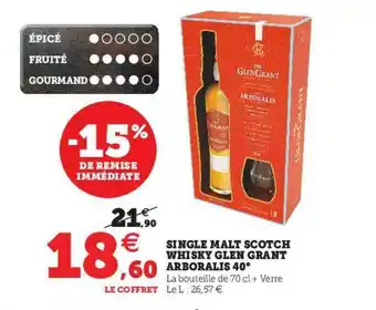 Hyper U Single Malt Scotch Whisky Glen Grant Arboralis 40° offre
