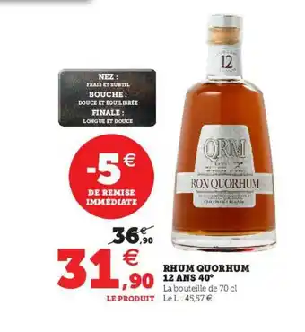 Hyper U Rhum Quorhum 12 Ans 40° offre