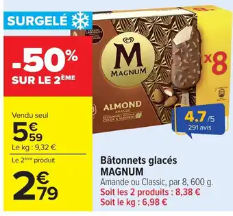 Carrefour MAGNUM Bâtonnets glacés offre