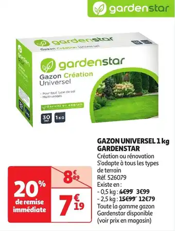 Auchan Gazon universel gardenstar offre