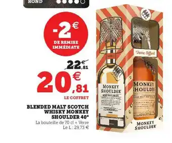 Hyper U Blended Malt Scotch Whisky Monkey Shoulder 40° offre