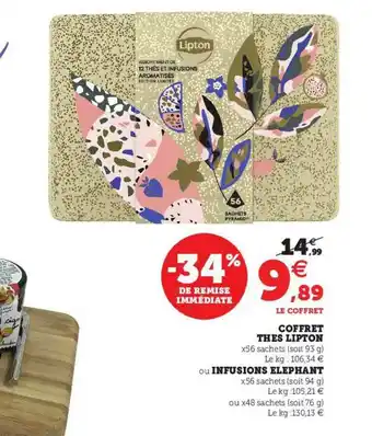 Hyper U Coffret Thés Lipton Ou Infusions éléphant offre