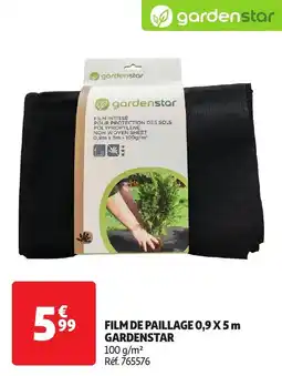 Auchan Film de paillage 0,9 x 5 m gardenstar offre