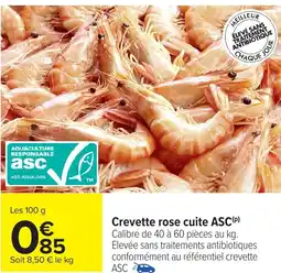 Carrefour Crevette rose cuite ASC offre