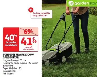 Auchan Tondeuse filaire 1300 w gardenstar offre