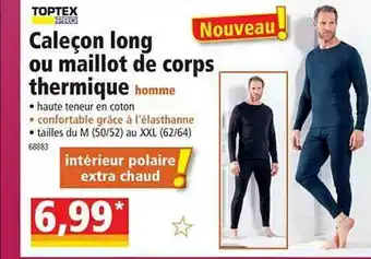 Norma Caleçon Long Ou Maillot De Corps Thermique Homme Toptex Pro offre