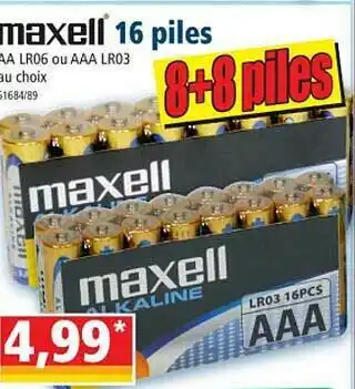 Norma 16 Piles Maxell offre