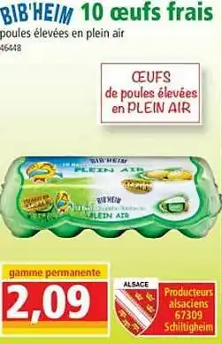 Norma 10 Oeufs Frais Bib'heim offre