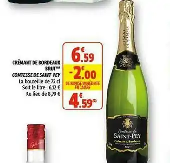 Coccinelle Supermarché Crémant De Bordeaux Brut Comtesse De Saint-pey offre