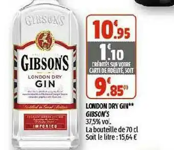 Coccinelle Supermarché London Dry Gin Gibson's offre