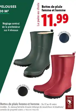 Lidl Bottes de pluie femme et homme offre