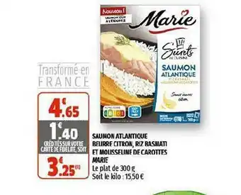 Coccinelle Supermarché Saumon Atlantique Beurre Citron, Riz Basmati Et Mousseline De Carottes Marie offre