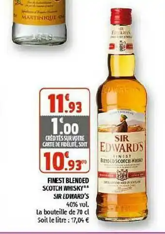 Coccinelle Supermarché Finest Blended Scotch Whisky Sir Edward's offre