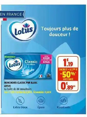 Coccinelle Supermarché Mouchoirs Classic Pur Blanc Lotus offre