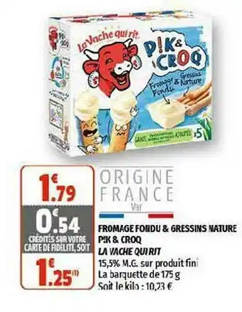 Coccinelle Supermarché Fromage Fondu & Gressins Nature P!k & Croq La Vache Qui Rit offre