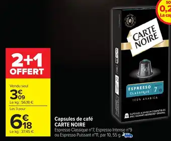 Carrefour CARTE NOIRE Capsules de café offre