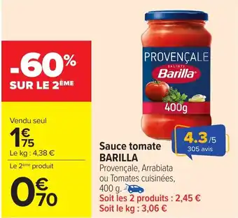 Carrefour BARILLA Sauce tomate offre