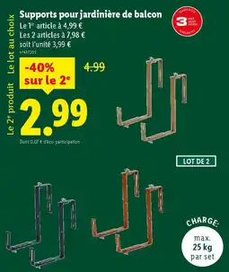 Lidl Supports pour jardinière de balcon offre