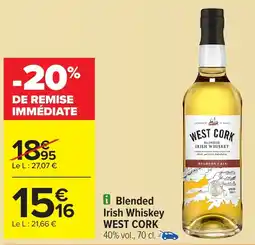 Carrefour WEST CORK Blended Irish Whiskey offre