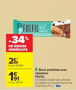 Carrefour FULFIL Barre protéinée avec vitamines offre