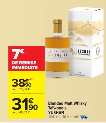 Carrefour YUSHAN Blended Malt Whisky Taïwanais offre