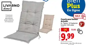 Lidl Coussin pour fauteuil de jardin offre