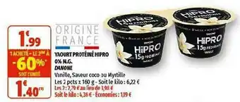 Coccinelle Supermarché Yaourt Protéiné Hipro 0% M.g. Danone offre