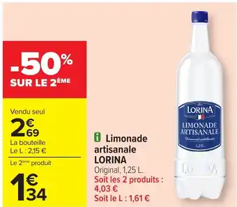 Carrefour LORINA Limonade artisanale offre