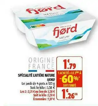 Coccinelle Supermarché Spécialité Laitière Nature Fjord offre