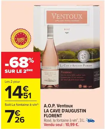 Carrefour LA CAVE D'AUGUSTIN FLORENT A.O.P. Ventoux offre